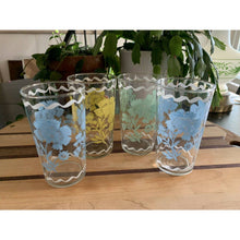 Load image into Gallery viewer, Vintage mcm drinking glasses with hand painted floral design
