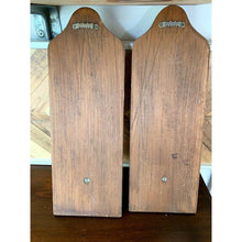 Load image into Gallery viewer, Vintage mid century modern wood tapered candle holder sconces
