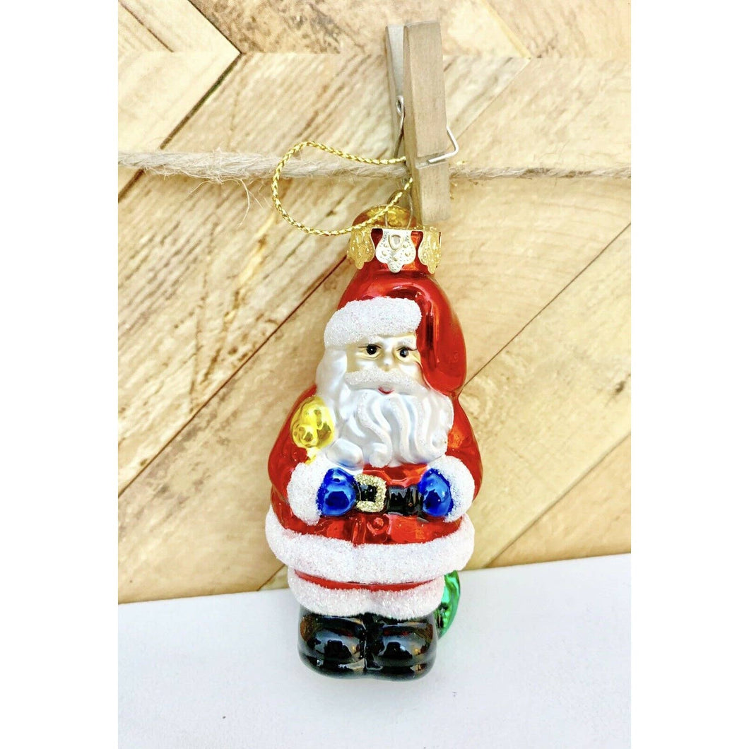 Kurt Adler Polonaise Blown Glass Santa Christmas Ornament Tree 4”