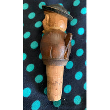 Load image into Gallery viewer, Vintage black forest carved wood bottle stopper old man with puppet mouth
