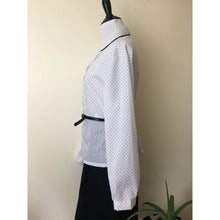 Load image into Gallery viewer, 1980s blouse size 36 deadstock polka dot belted button up
