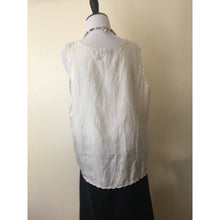 Load image into Gallery viewer, Vintage silk top size M/L sleeveless Vietnamese blouse semi sheer ivory lace detail
