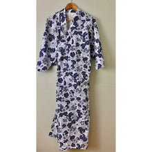 Load image into Gallery viewer, Vintage Kimono printed blue white floral cotton authentic traditional
