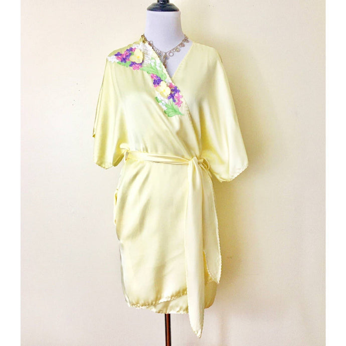 vintage yellow short lingerie robe