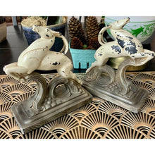 Load image into Gallery viewer, Vintage metal antelope bookends with chippy paint
