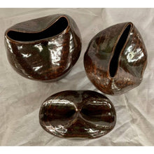 Load image into Gallery viewer, Vintage studio art mid century ceramic brown glazed stoneware vases
