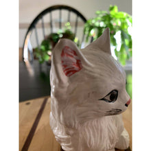 Load image into Gallery viewer, Vintage White Ceramic Cat Figurine 5&quot; Hand Painted Persian Kitty
