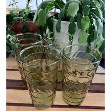 Load image into Gallery viewer, Vintage 1960&#39;s Set 4 Avocado Green Indiana Textured 5” Tall Drinking Glasses

