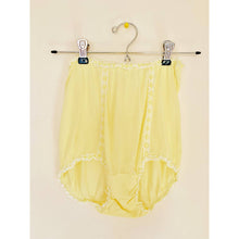 Load image into Gallery viewer, Vintage granny panties yellow ruffle size 7 lace trim high waist

