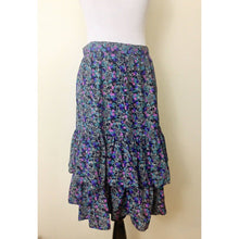 Load image into Gallery viewer, Vintage 80s skirt &amp; blouse set 1980s with shoulder pads and ruffle skirt
