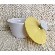 Load image into Gallery viewer, Vintage melamine sugar bowl pale yellow and white dish
