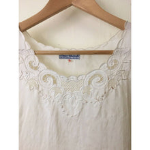 Load image into Gallery viewer, Vintage silk top size M/L sleeveless Vietnamese blouse semi sheer ivory lace detail
