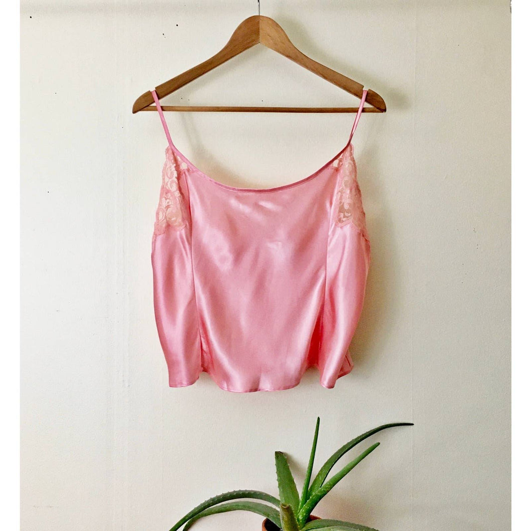 Vintage camisole size large silky pink satin